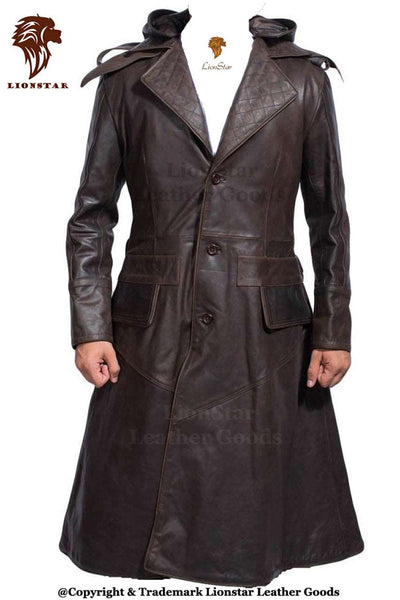 Assassin's Creed Hooded Leather Coat for Men (Genuine Cowhide)