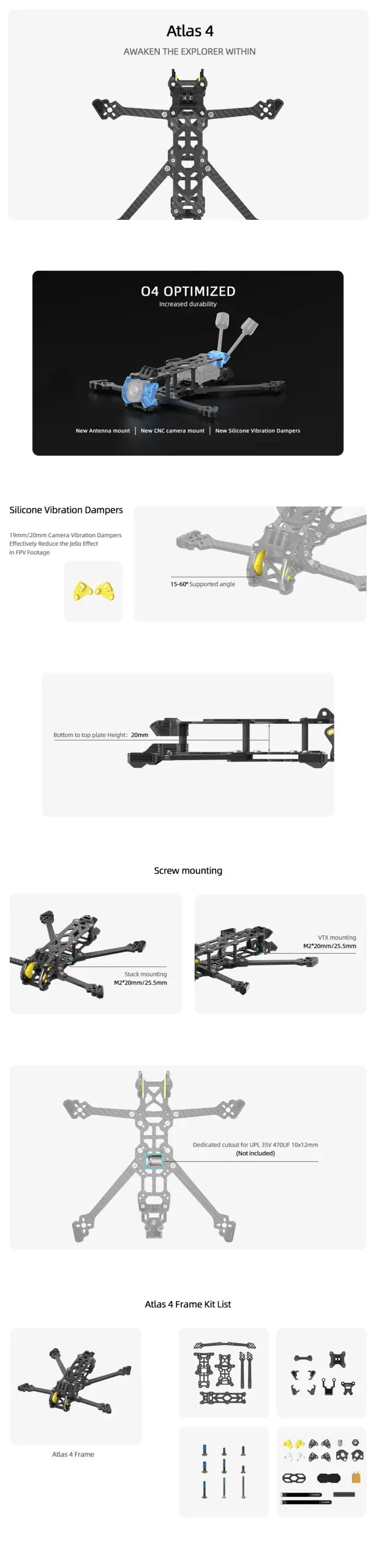 FlyFish RC Atlas 4 O4 LR FPV Frame
