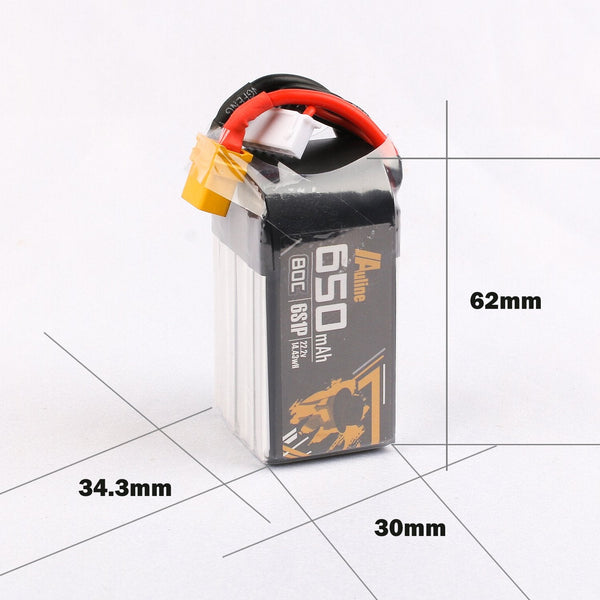 AuLine 650mAh 6S 22.2V 80C XT60 Lipo Battery
