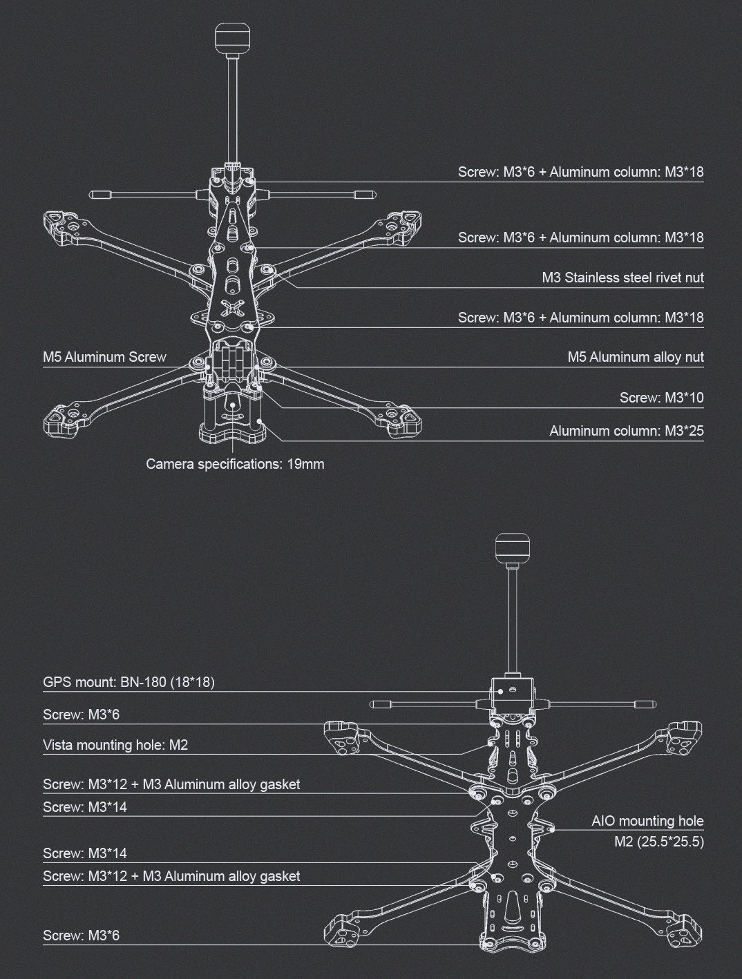 Foxeer Aura Lite 5 LR Quadcopter Frame