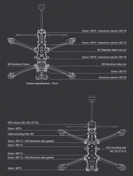 Foxeer Aura Lite 5 LR Quadcopter Frame