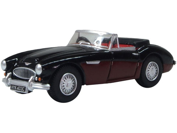 Austin Healey 3000 Black/Burgundy 1:76 Scale Oxford Diecast Model