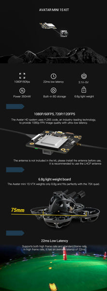 Walksnail Avatar 1S Mini HD FPV Kit