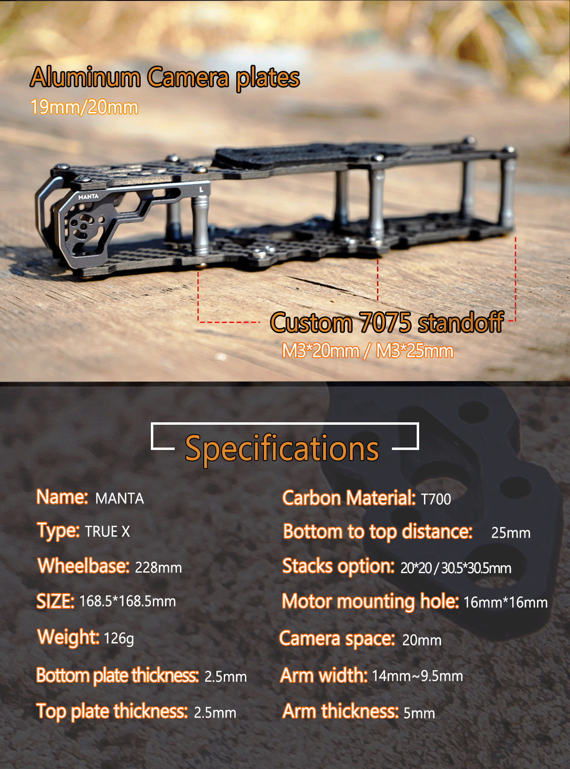 Axis Manta 5 TrueX Freestlye Quadcopter Frame