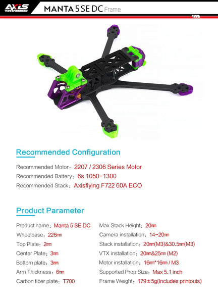Axisflying DeadCat Manta 5 SE DC Frame DJI O4 PRO