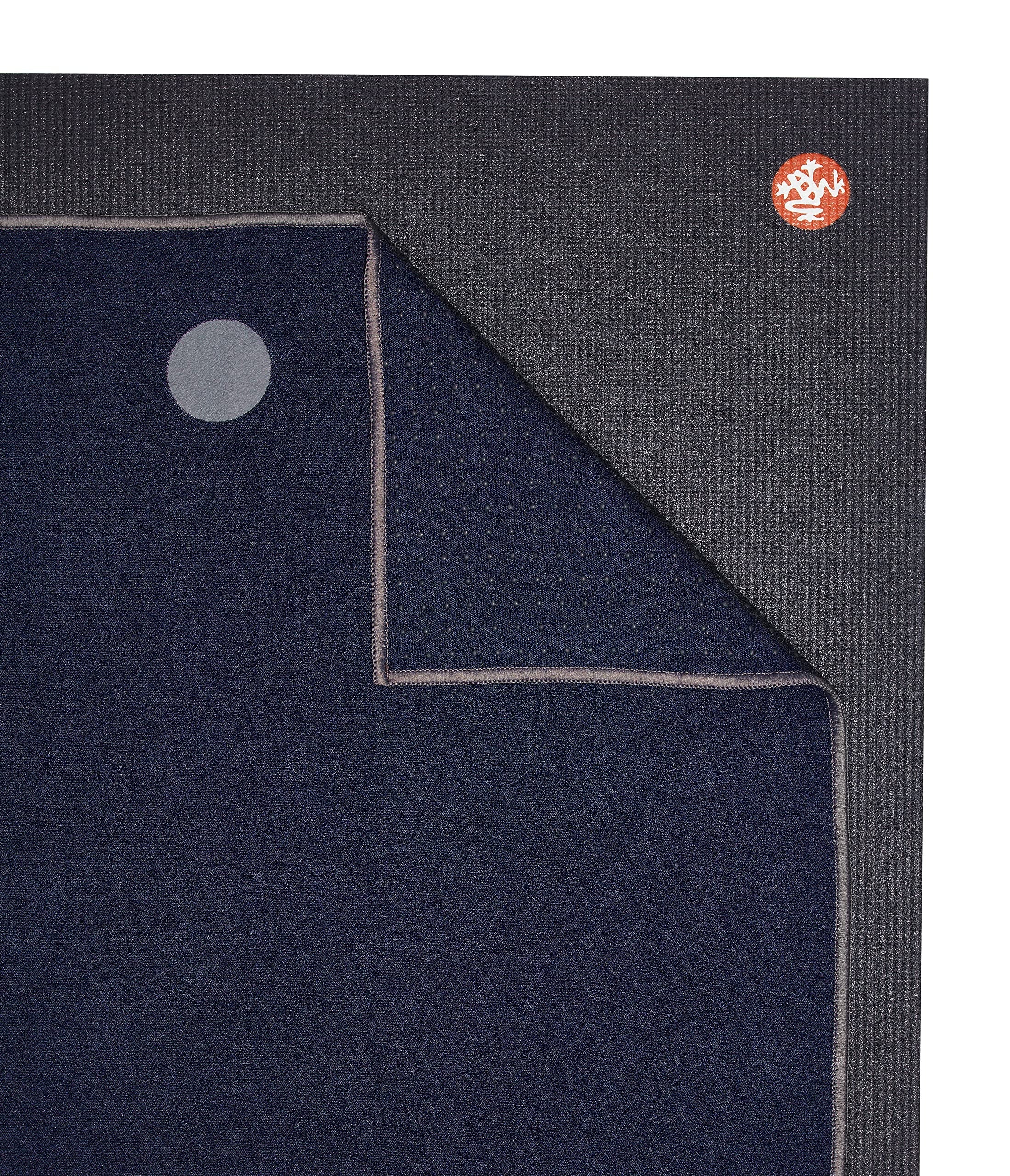 Manduka Yogitoes Yoga Towel for Mat, Non-Slip and Quick Dry for Hot Yoga with Rubber Bottom Grip Dots,Thin and Lightweight, 71 Inches, Midnight