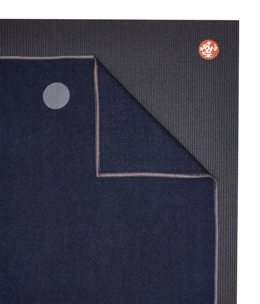 Manduka Yogitoes Yoga Towel for Mat, Non-Slip and Quick Dry for Hot Yoga with Rubber Bottom Grip Dots,Thin and Lightweight, 71 Inches, Midnight