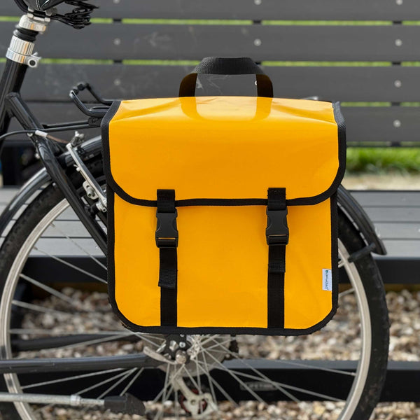 BikyBag Classic CW – Waterproof Single Bike Pannier Bag (13 L, Durable Tarpaulin Material, Clip-On Rear Carrier Rack) 🚴‍♂️🌧️ (Yellow)