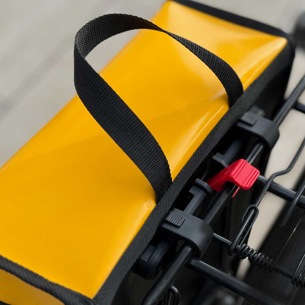 BikyBag Classic CW – Waterproof Single Bike Pannier Bag (13 L, Durable Tarpaulin Material, Clip-On Rear Carrier Rack) 🚴‍♂️🌧️ (Yellow)