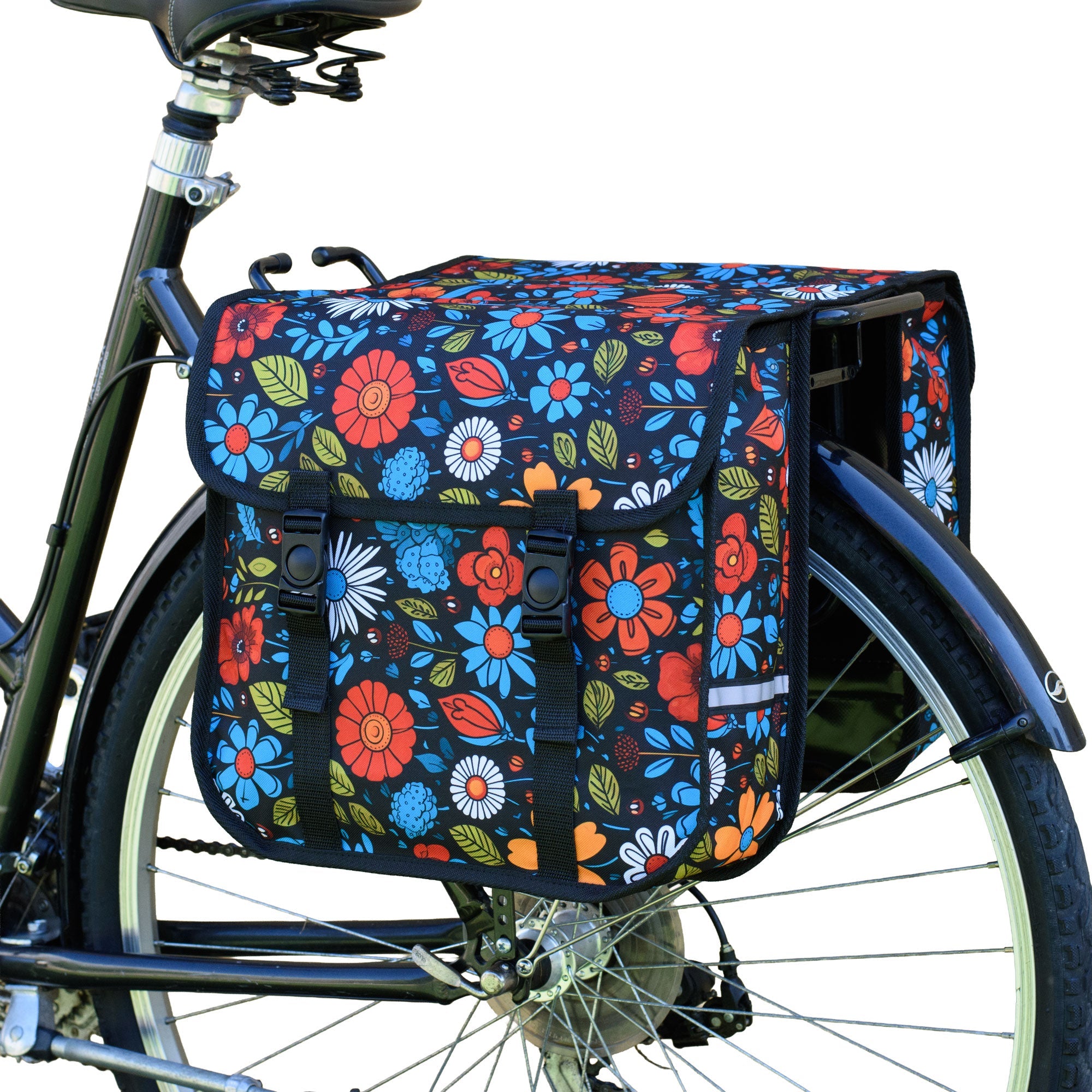 BikyBag Classic CE Bicycle Double Pannier Bag (Floral Fiesta - Main Image