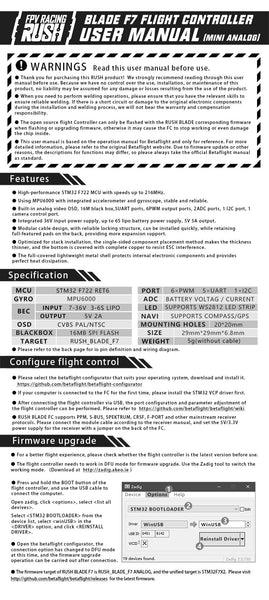 RUSHFPV Rush Blade Mini Analog F722 Flight Controller