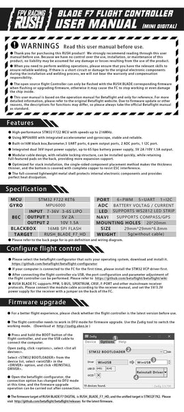 RUSHFPV Rush Blade Mini Digital F722 Flight Controller for DJI