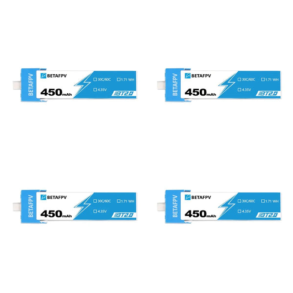 BetaFPV BT2.0 450mAh 1S 30C Battery (pack of 4)