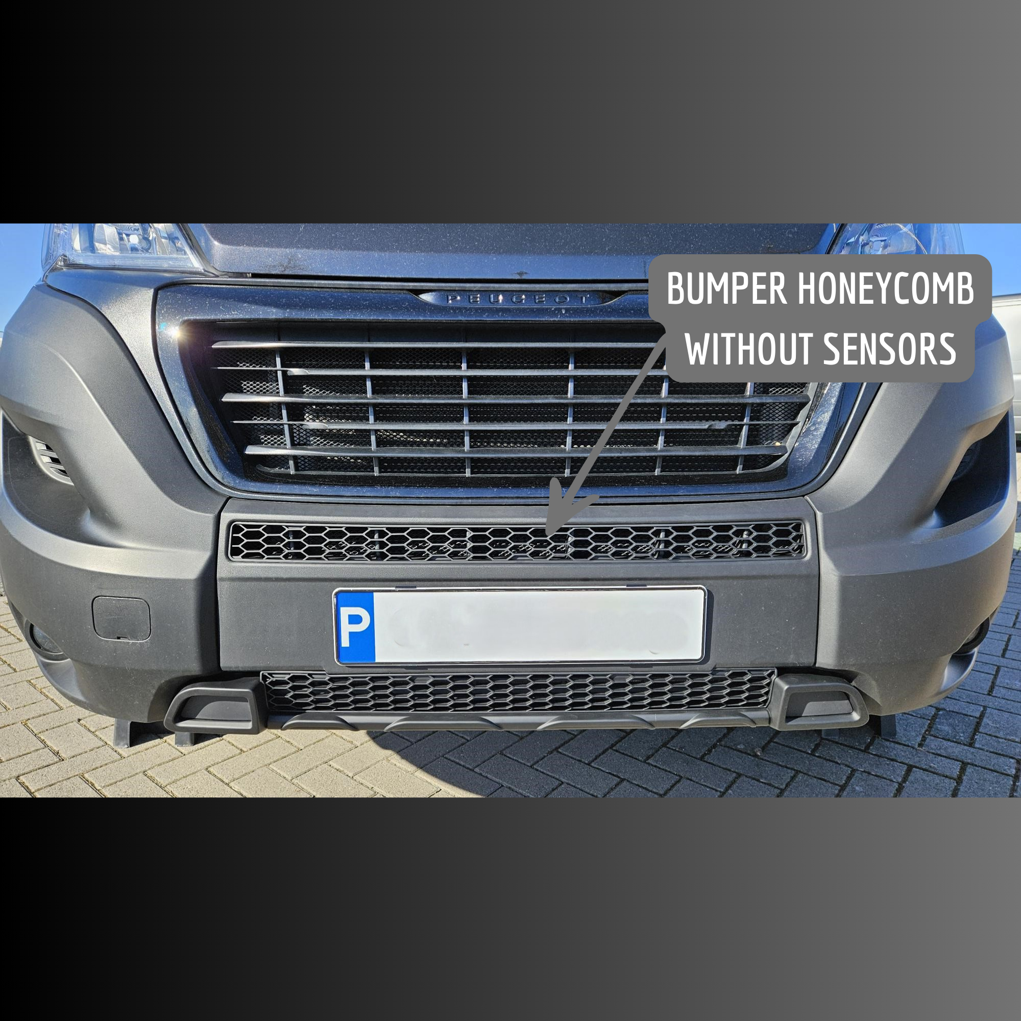 For Fiat Ducato Bumper Honeycomb - Matte Black, No Parking Sensors Version | Front Styling Upgrade