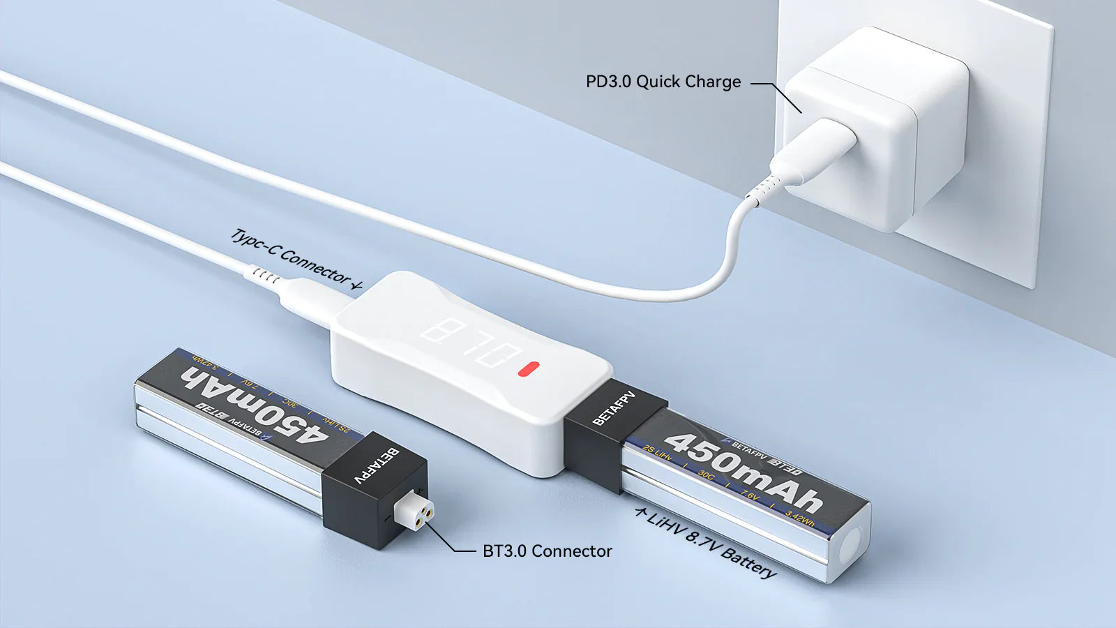 BetaFPV 2S XH2.54 Battery Charger and Voltage Tester