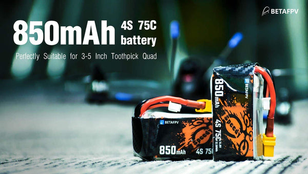 BetaFPV 850mAh 4S 75C Lipo Battery (2pcs)