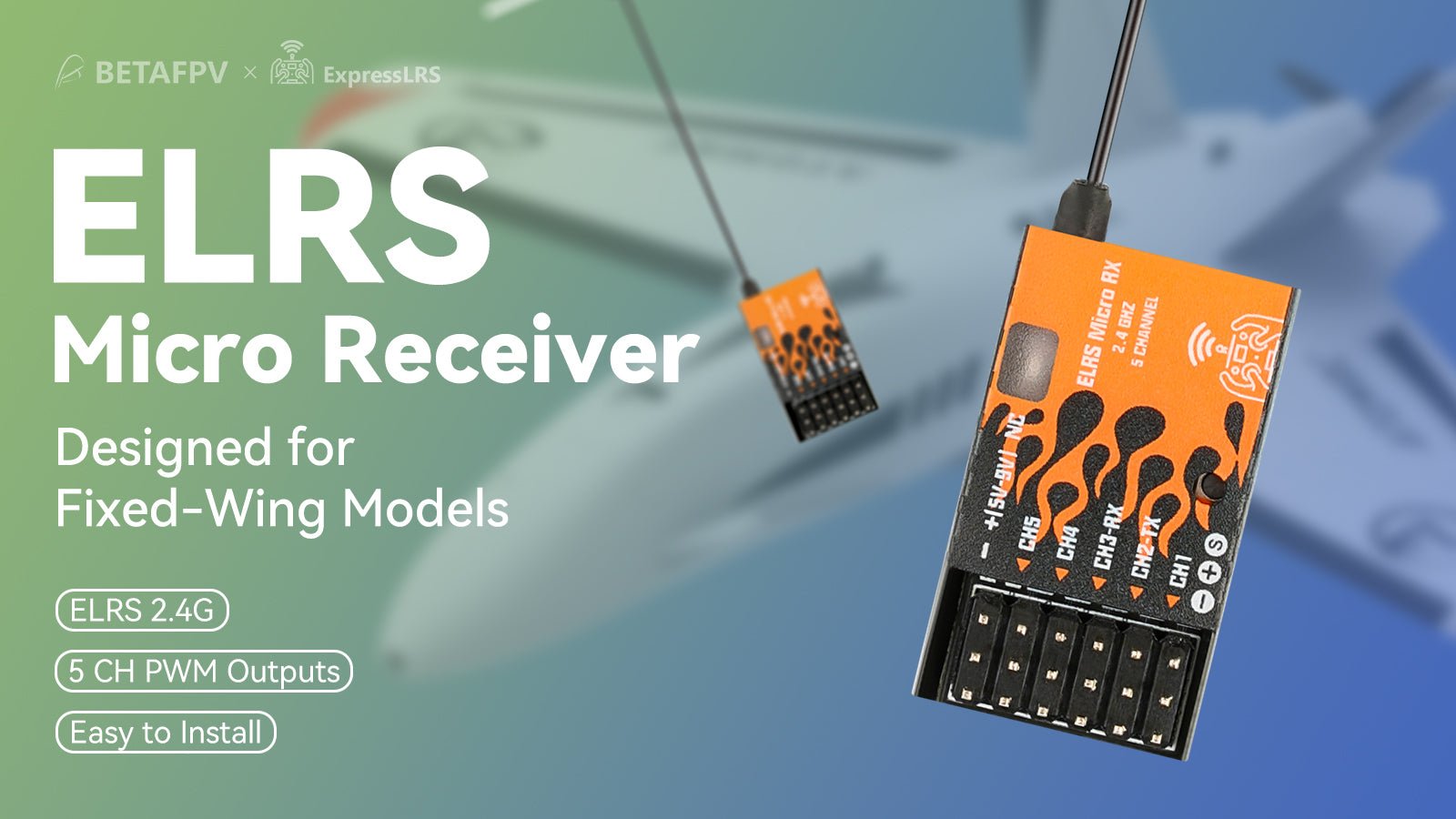 BetaFPV ELRS Micro ELRS 2.4Ghz PWM 5Ch Receiver