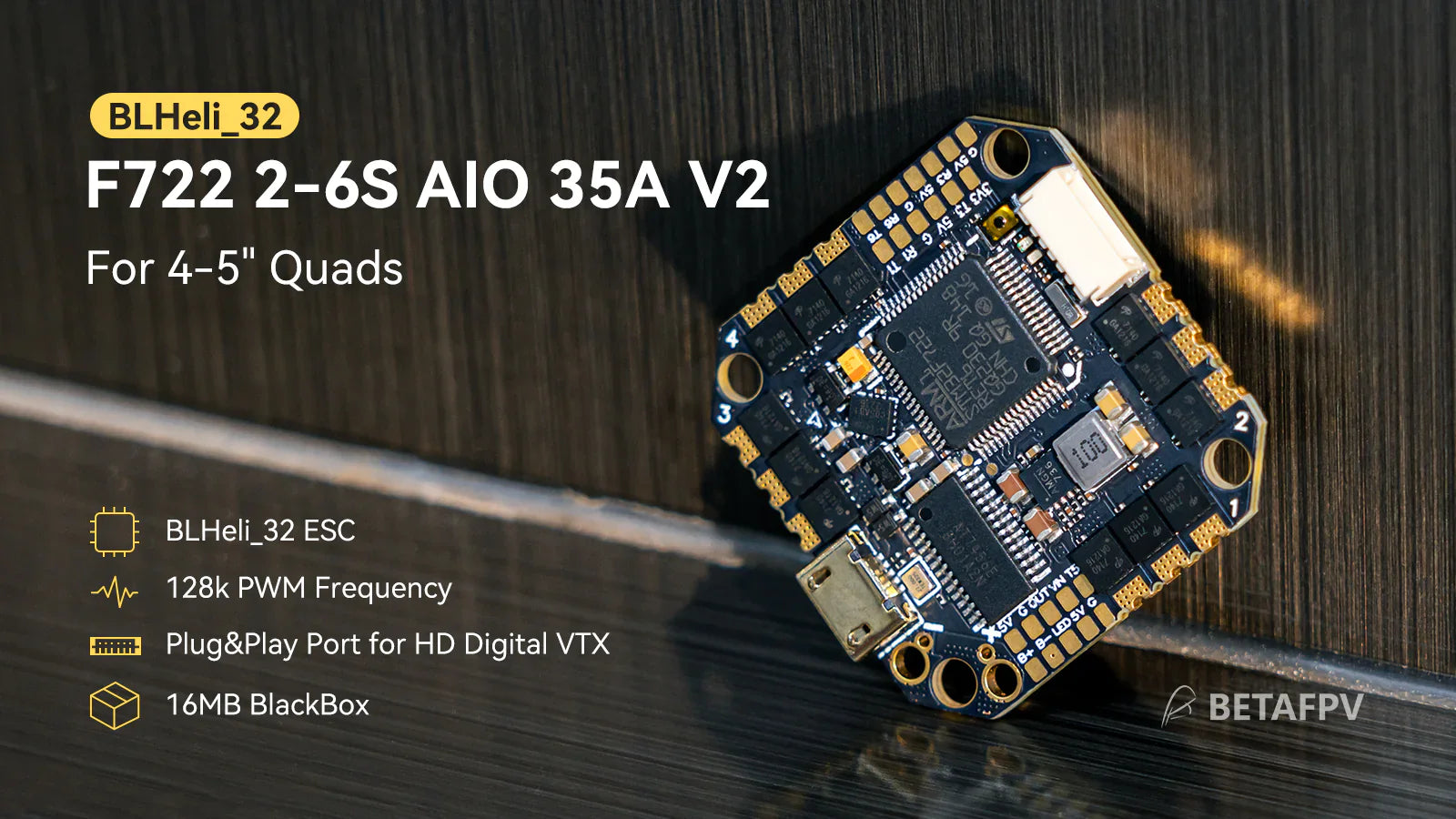 BetaFPV F722 35A AIO V2 (BlHeli_32) 2-6S Brushless Flight Controller