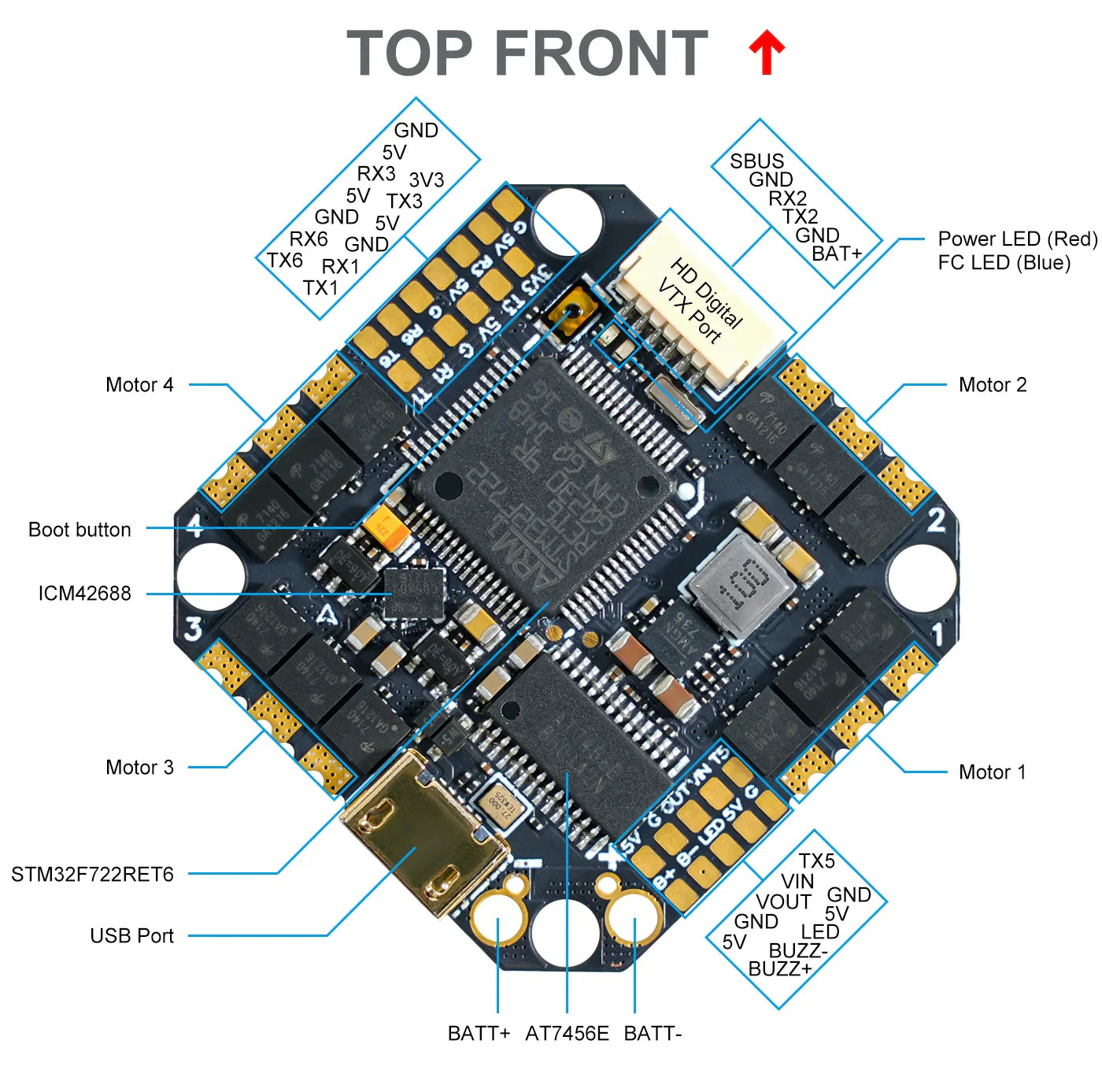 BetaFPV F722 35A AIO V2 (BlHeli_32) 2-6S Brushless Flight Controller