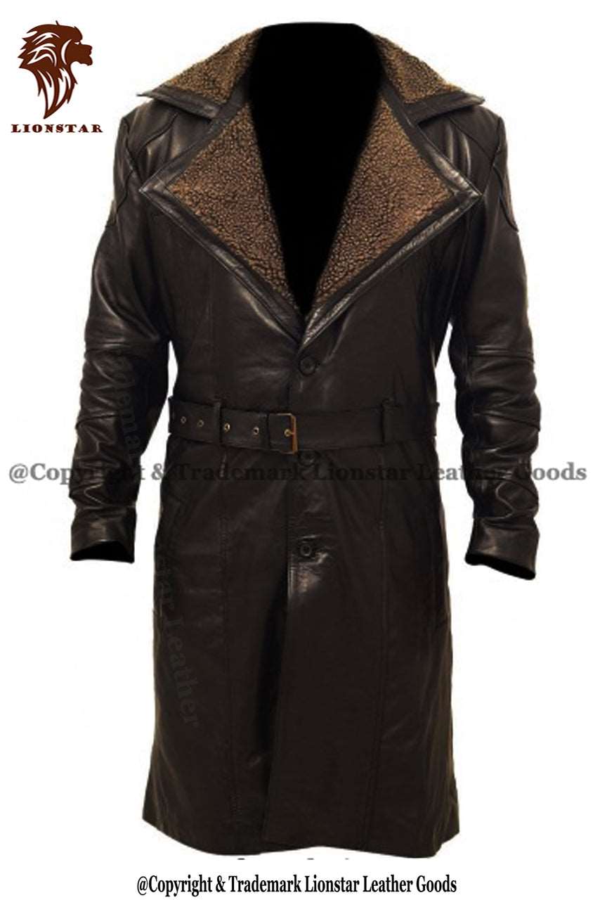 Lionstar Blade Runner Men's Cowhide Leather Trench Coat (Fur Lined)