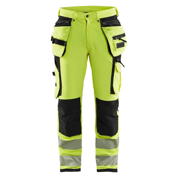 Blaklader 1997 Hi-Vis 4-Way Stretch Holster Pocket Kneepad Work Trousers Hi-Vis Yellow/Black Waist 30" Leg 32"