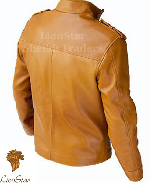 LionStar Blast Men Bomber Leather Jacket