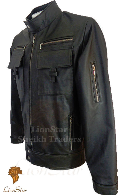 LionStar Boost Men Leather Jacket Black Color