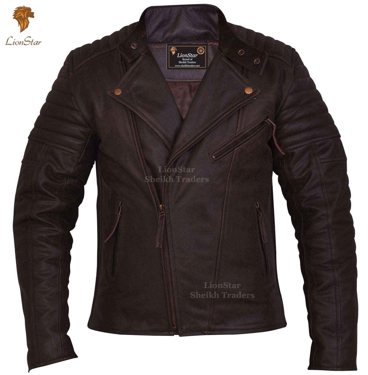 Men's Distressed Brown Biker Leather Jacket