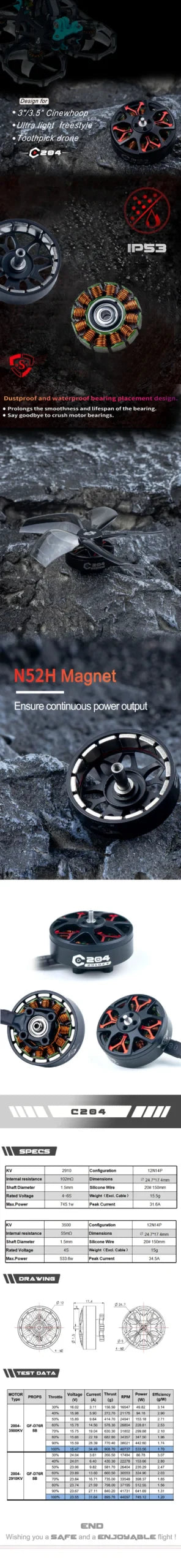 Axisflying C204 2004 3500kV Brushless Motor