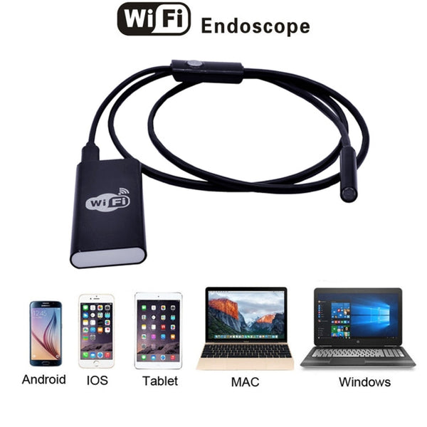 1.0MP HD Camera 30m Wireless Distance Metal WiFi Box Waterproof IPX67 Endoscope Snake Tube Inspection Camera with 6 LED for Android & iOS, Length: 1m, Lens Diameter: 9mm, Length: 1m