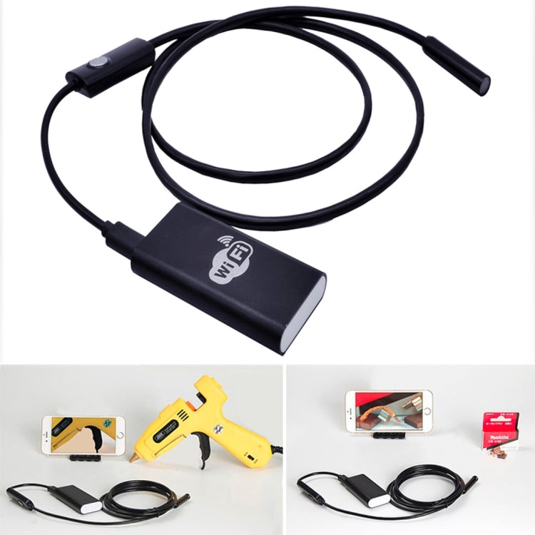 1.0MP HD Camera 30m Wireless Distance Metal WiFi Box Waterproof IPX67 Endoscope Snake Tube Inspection Camera with 6 LED for Android & iOS, Length: 1m, Lens Diameter: 9mm, Length: 1m