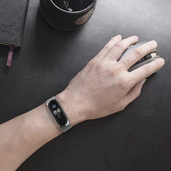 Mijobs Milan CS Screwless Buckle Metal Watch Band Case for Xiaomi Mi Band 3 & 4 & 5 & 6, Host not Included