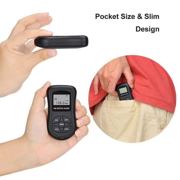 HRD-107 DSP Digital Display Portable Stereo FM Radio with Headset