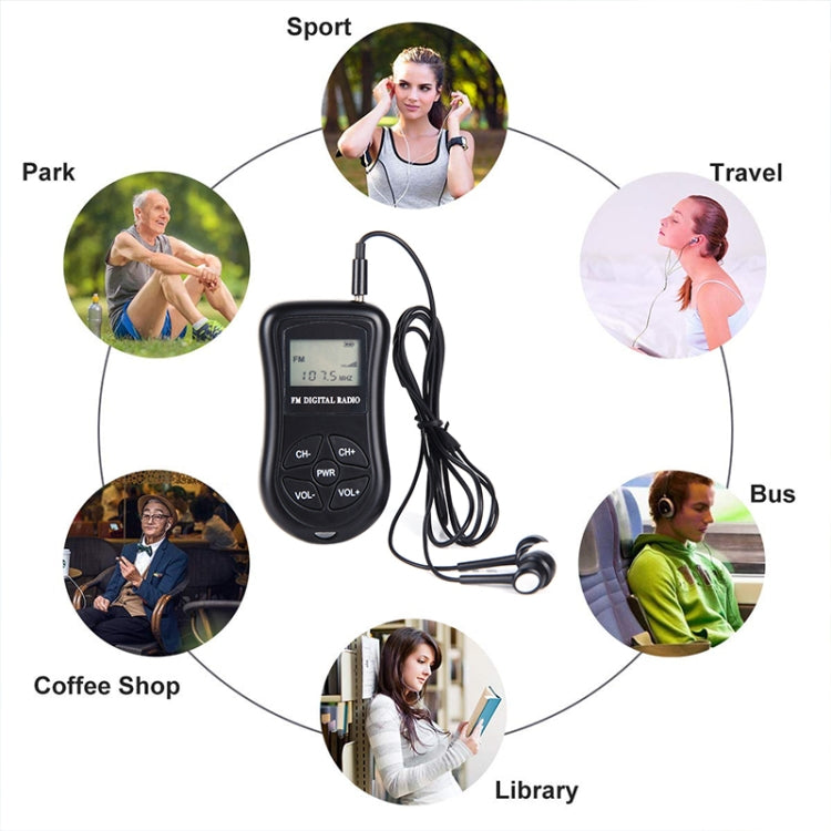 HRD-107 DSP Digital Display Portable Stereo FM Radio with Headset