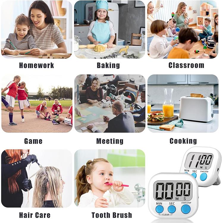 Digital Kitchen Timer Electronic Alarm Magnetic Backing with LCD Display for Cooking Baking Sports Games Office