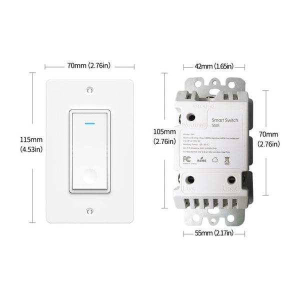 120 Type WiFi Smart Wall Touch Switch, US Plug