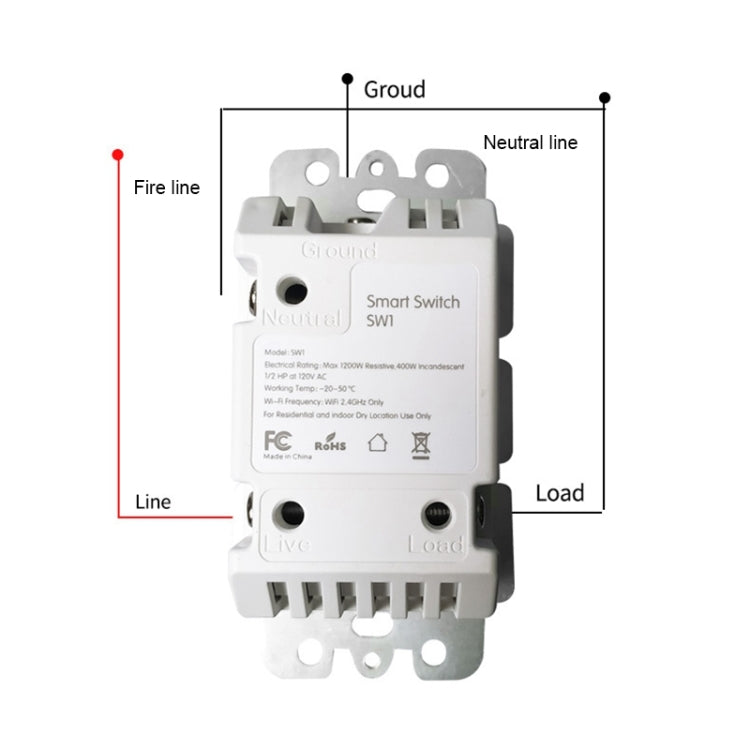 120 Type WiFi Smart Wall Touch Switch, US Plug