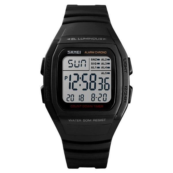 SKMEI 1278 Fashionable Outdoor 50m Waterproof Digital Watch Student Sports Wrist Watch Support 5 Group Alarm Clocks