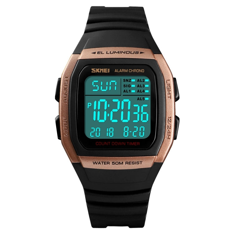 SKMEI 1278 Fashionable Outdoor 50m Waterproof Digital Watch Student Sports Wrist Watch Support 5 Group Alarm Clocks