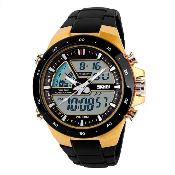 SKMEI 1016 Multifunctional Men Outdoor Sports Noctilucent Waterproof Double Digital Watch