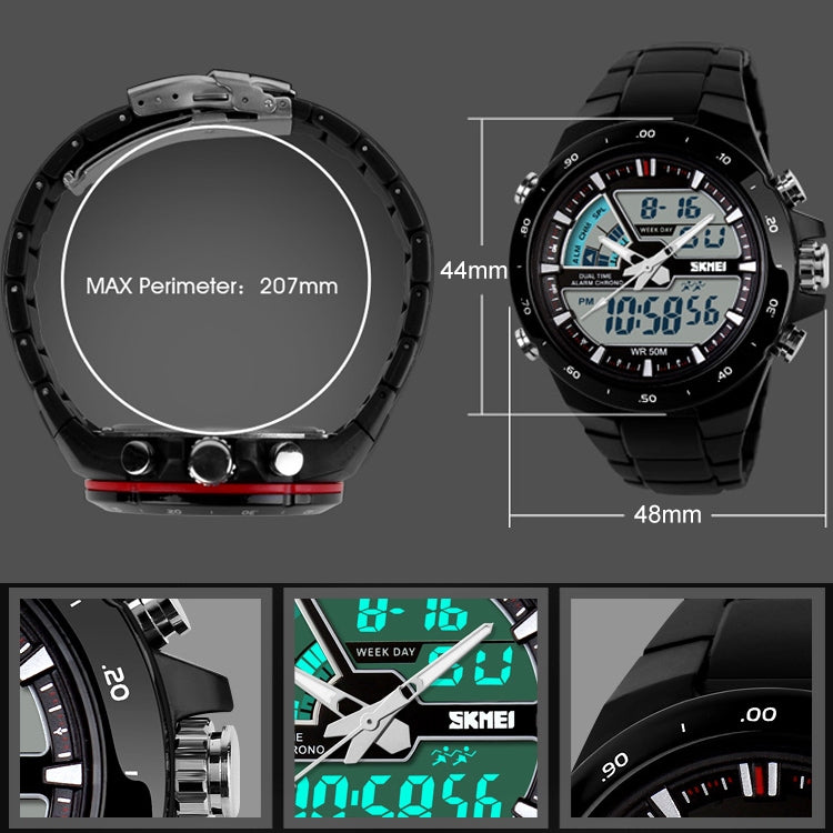 SKMEI 1016 Multifunctional Men Outdoor Sports Noctilucent Waterproof Double Digital Watch