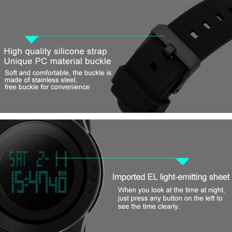 SKMEI 1142 Multifunctional Men Outdoor Sports Noctilucent Waterproof Silica Gel Digital Watch