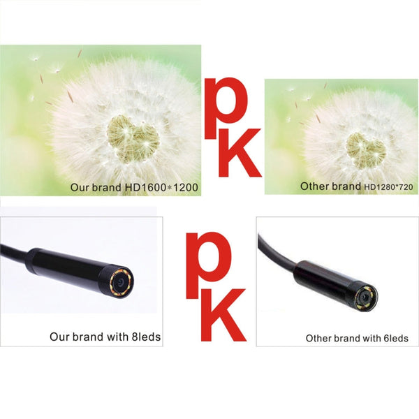 YPC110 8mm 2.0MP HD Camera WiFi Endoscope Snake Tube Inspection Camera with 8 LED, Waterproof IP68, Lens Diameter: 8mm, Length: 2m, Hard Line, 2m Hard Line
