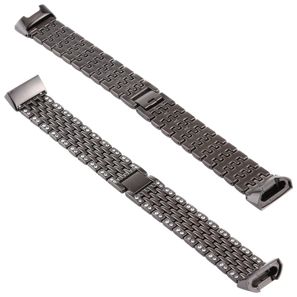 For Fitbit Charge 3 Diamond-studded Stainless Steel  Watch Band