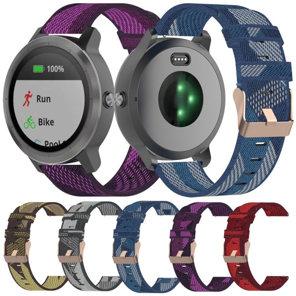 20mm Stripe Weave Nylon Wrist Strap Watch Band for Garmin Venu, Vivomove 3, Vivoactive 3, Forerunner 245 / 645