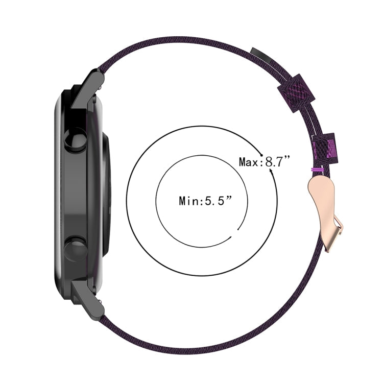 20mm Stripe Weave Nylon Wrist Strap Watch Band for Huawei GT 2 42mm / Honor Magic Watch 2 42mm