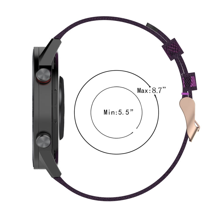 22mm Stripe Weave Nylon Wrist Strap Watch Band for Huawei GT / GT2 46mm, Honor Magic Watch 2 46mm / Magic