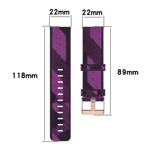 22mm Stripe Weave Nylon Wrist Strap Watch Band for Huawei GT / GT2 46mm, Honor Magic Watch 2 46mm / Magic