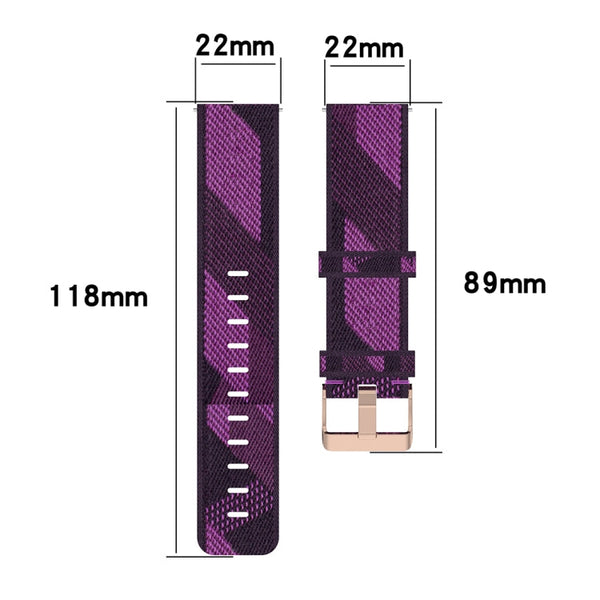 22mm Stripe Weave Nylon Wrist Strap Watch Band for Fossil Gen 5 Carlyle, Gen 5 Julianna, Gen 5 Garrett, Gen 5 Carlyle HR