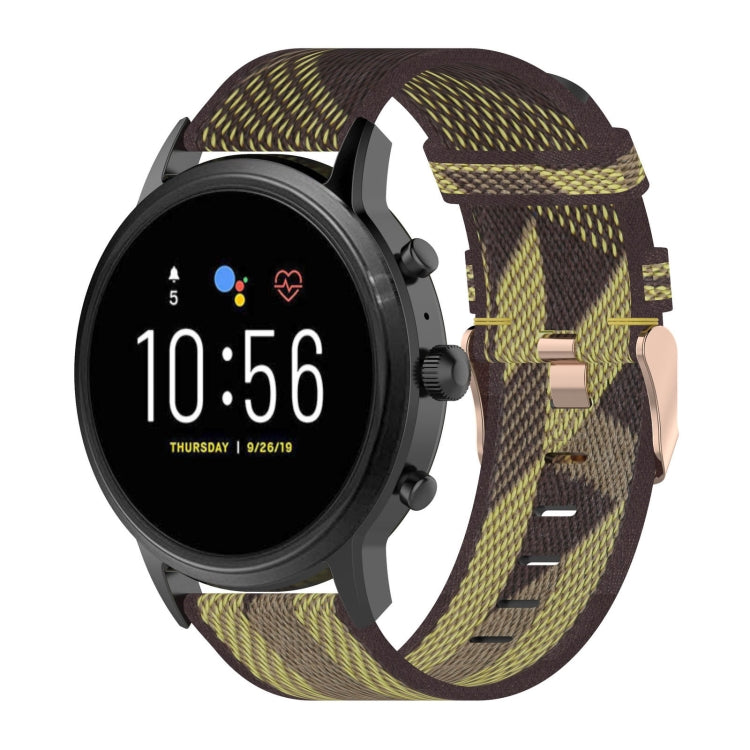 22mm Stripe Weave Nylon Wrist Strap Watch Band for Fossil Gen 5 Carlyle, Gen 5 Julianna, Gen 5 Garrett, Gen 5 Carlyle HR